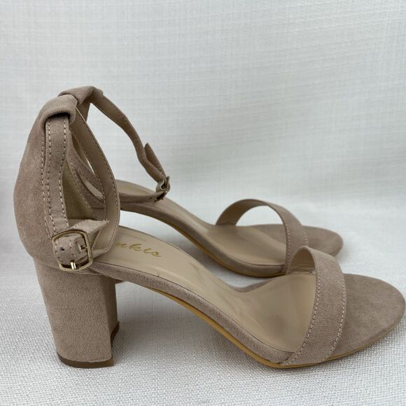 Ankis‎ Women’s Open Toe Ankle Ng Sandal Nude Numeric 9 Suede Chunky Heel New! - Picture 2 of 10